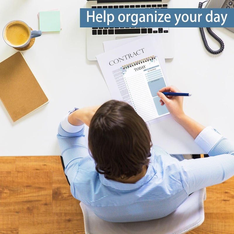 Thboxes 2 Packs To Do List Notepad, Totally 208 Pages To Do List Notebook A5 Undated Daily Planner Notepad with Transparent Cover and Task Checklist Home Office School Supplies, Purple & Blue - Image 5